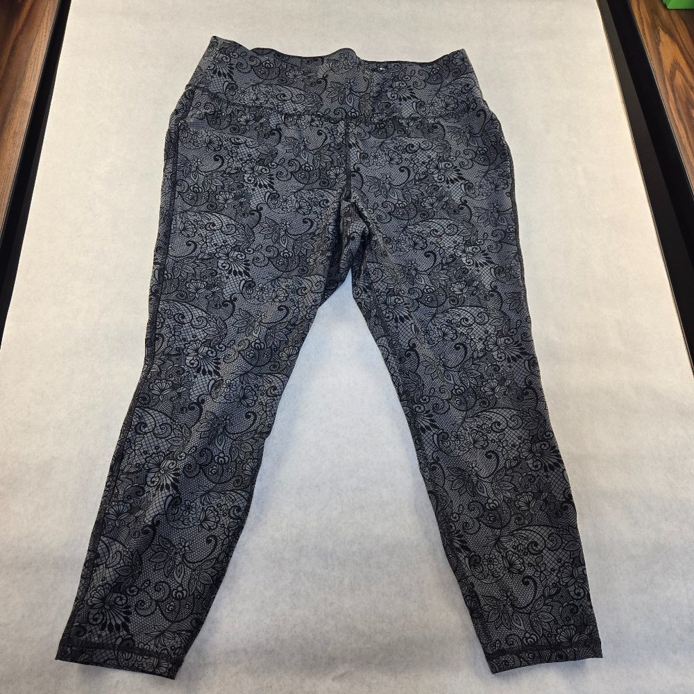Livi Active Lane Bryant Black Lace Design Leggings 2X 18 20